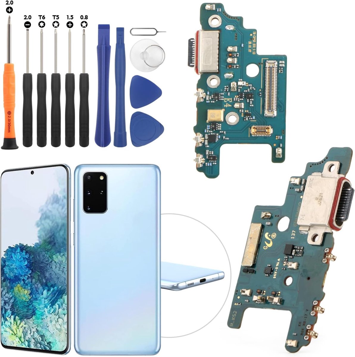Oplaadaansluiting compatibel met Samsung Galaxy S20+ 4G/5G G980B USB dock connector jack board voor Samsung Galaxy S20 Plus 4G/5G flexibele kabel oplaadpoort oplaadpoort vervanging