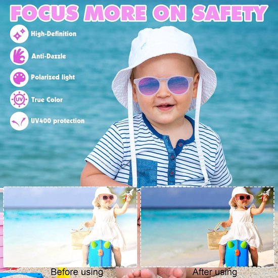 Babyzonnebril voor jongens en meisjes, UV400, ultraviolette gepolariseerde zonnebrillen, flexibele zonnestralen, 0-36 maanden — afbeelding 2