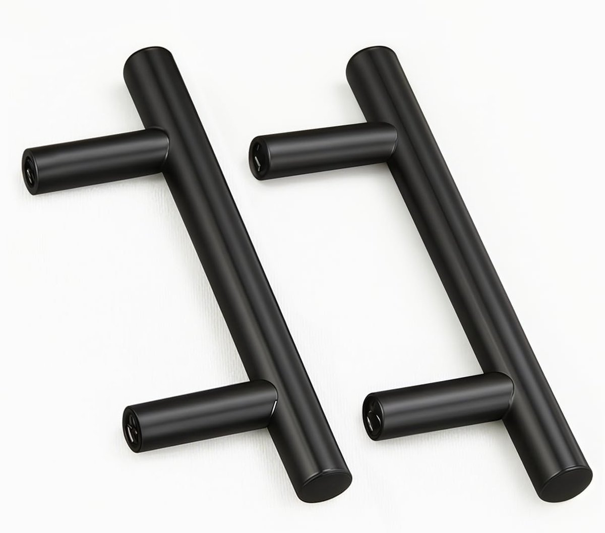 2 stks Deurklink roestvrij staal Zwart 64mm gat centra deur keukenkast lade handvat pull kast handvat met schroeven
