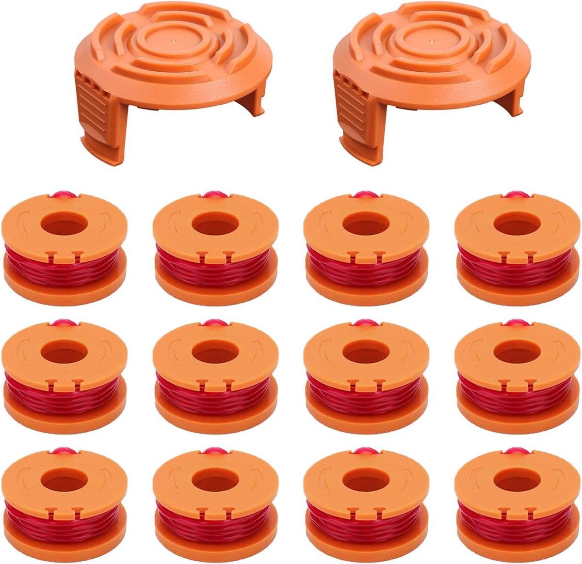 14-delige WA0010 WA0004 vervangende spoellijn voor Worx grastrimmer, Ø1,65 mm 3 m strimmerspoel voor Worx WG163E/WG157E/WG169E/WG151/WG155/WG160/WG175 (12 spoelen + 2)