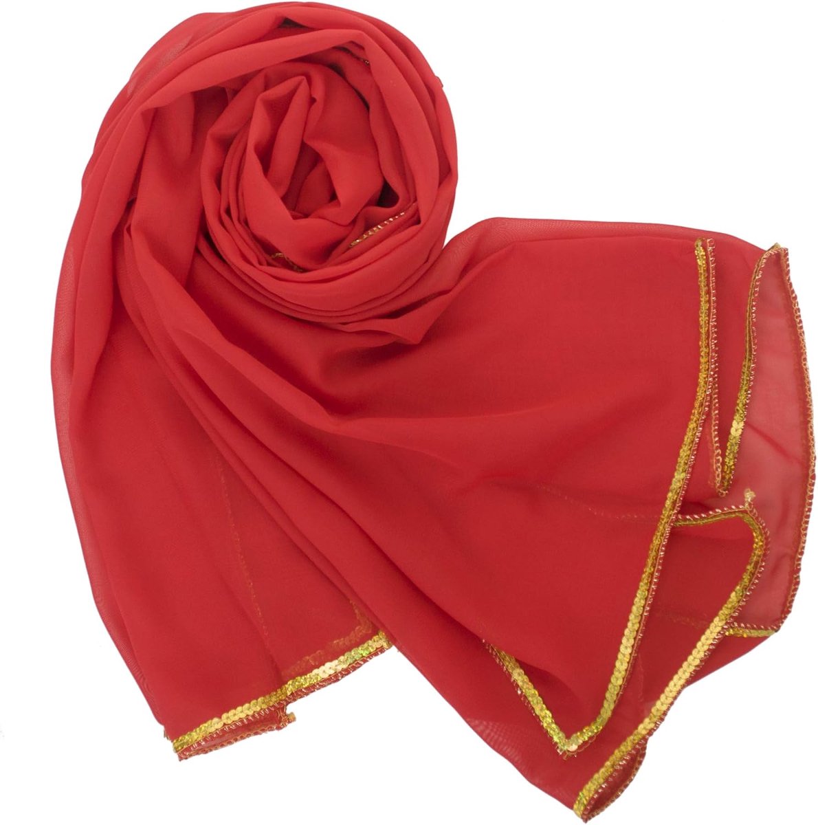 Handgemaakte chiffon buik dans sluier, voor praktijk-rood, Rood, Eén maat