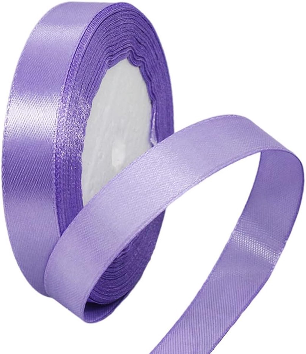 Lint, 22 m, lichtpaars, 15 mm breed, zijden lint, lichtpaars, lint, geschenkverpakking, stoffen lint voor Halloween, Kerstmis, bruiloft, doop, verjaardag, doe-het-zelf handwerk