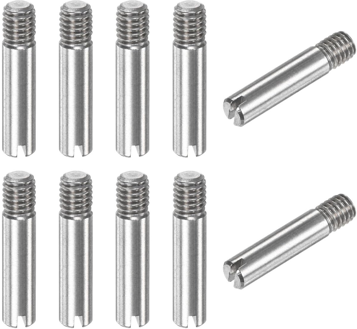 Cilindrische sleufstift, 10 stuks, M3 x 14 mm, 304 roestvrij staal, positioneerstift met buitendraad voor metalen apparaten/projecten [kleur zilver]