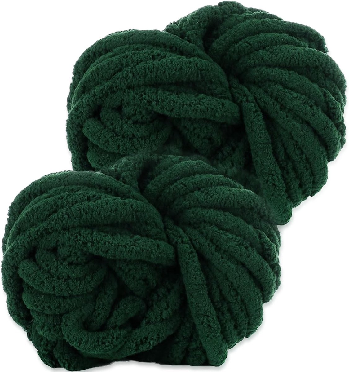 Wol 2 Stuks 500g, Chunky Garens voor Arm Breien en Haken van Dekens, XXL Reuzenwol voor Breien van Sjaals, Mutsen en Huisdiernest - Dennengroen