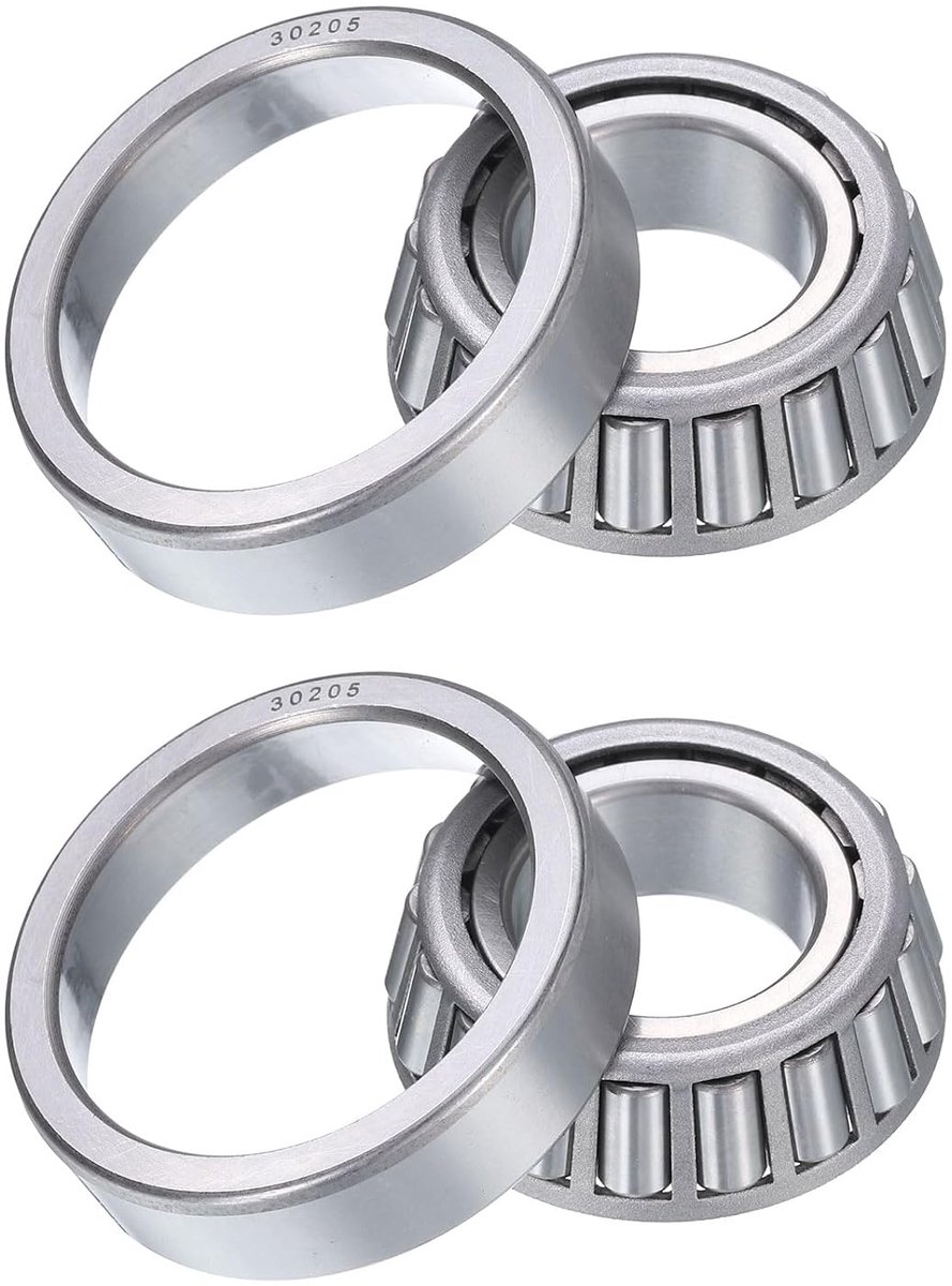 Conische rollagers, kegel en beker, boring 25 mm x buitendiameter 52 mm x dikte 16,25 mm, set conische lagers van verchroomd staal, ABEC-5