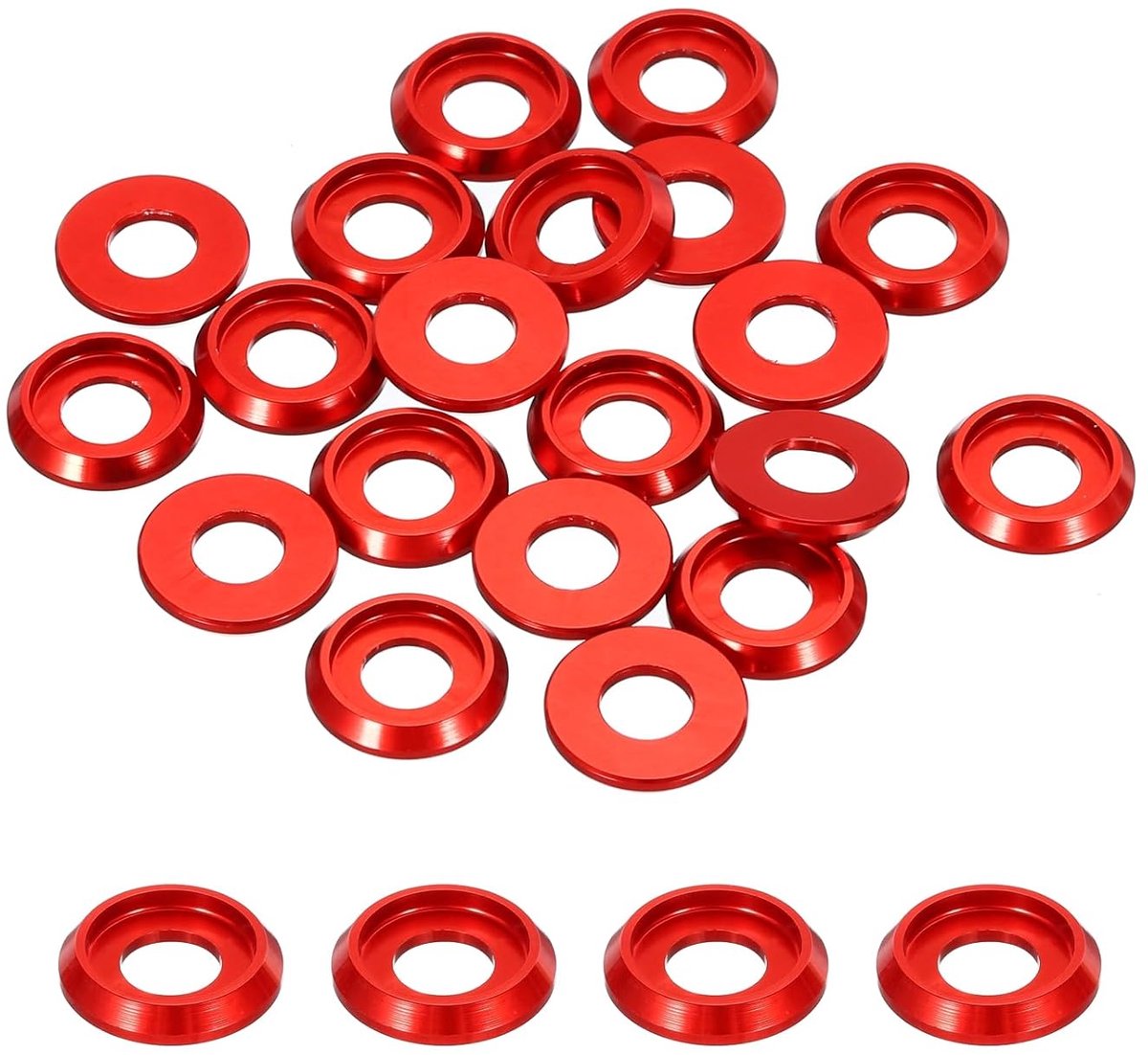 Conische sluitringen M6 schroeven, gatdiameter 6 mm / 0,24 inch, aluminium afdichting, kopschroef Rc/Fpv/PC/drone/mechanische accessoires, modelonderdelen, Pz20 (rood)