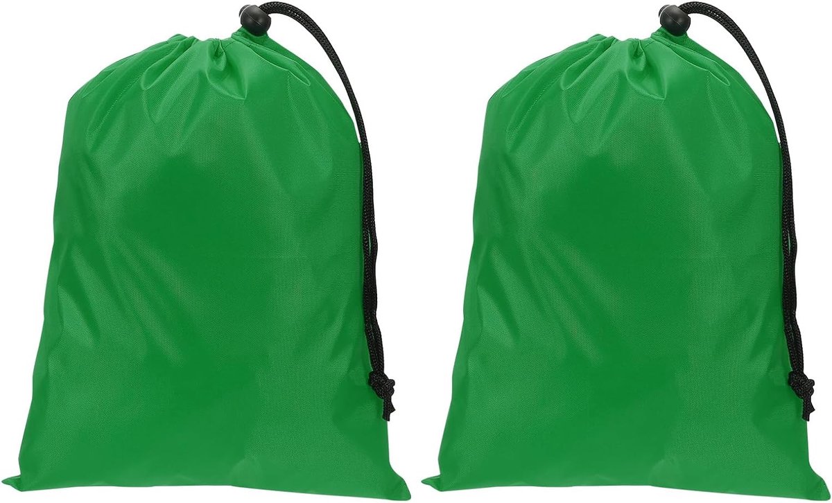 Polyester waszak, 2 stuks 12 x 9 inch zware reistas met trekkoord, scheurbestendig, opslag voor vuile kleding voor reizen, camping, college slaapzaal, groen