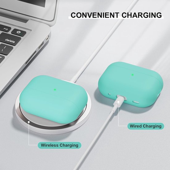 2 stuks Siliconen hoes Compatibel met Airpods Pro 2 Generation hoes 202, Ultra-Thin, zachte bescherm hoes voor Airpods Pro 2, mintgroen/lavendel — afbeelding 5