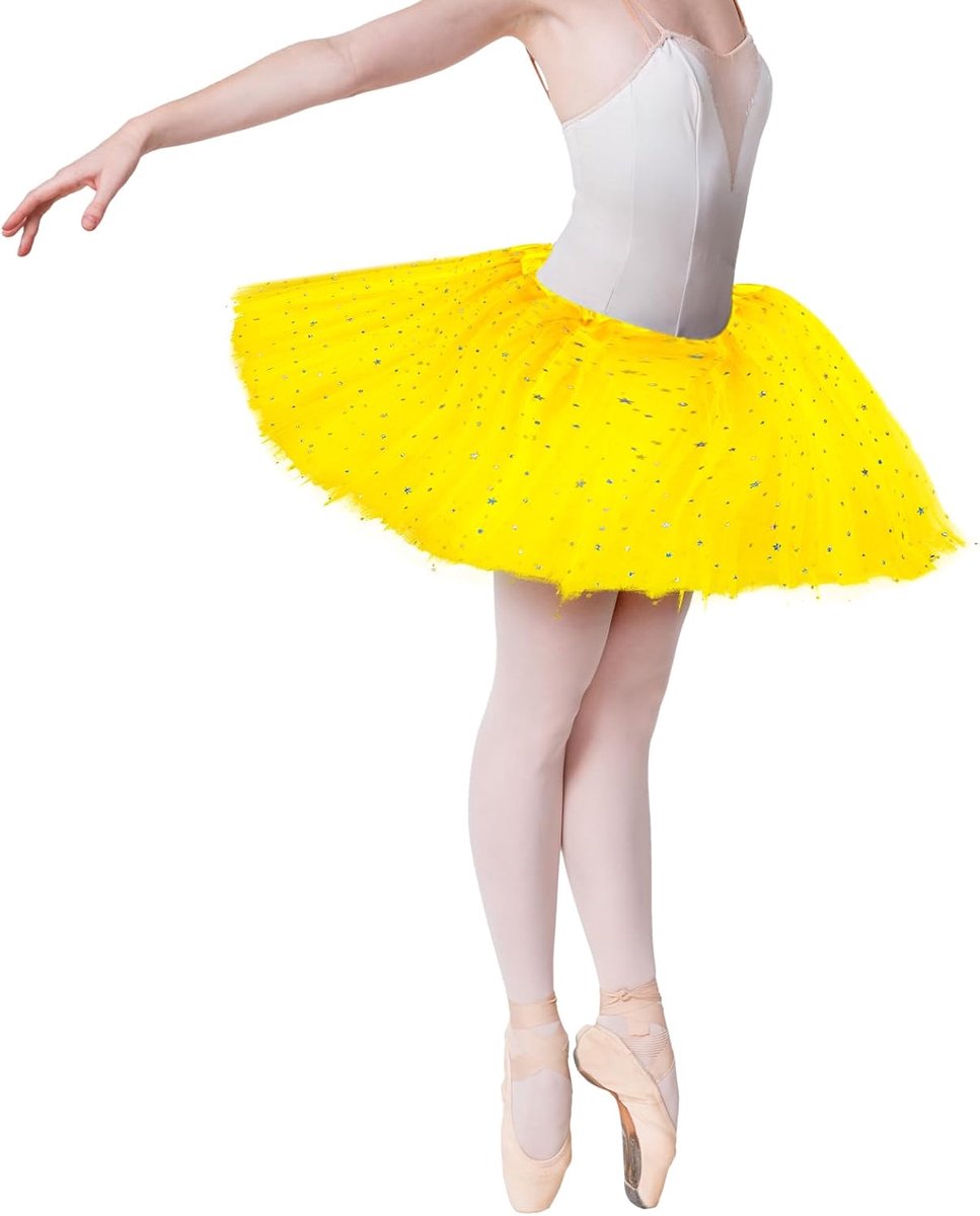 Tule rok voor dames, 3-laags, tule rok met pailletten, sterren, volwassenen, tieners, tutu, rok, dames, meisjes, retro, jaren 80, party, Halloween, carnaval, feestkostuum