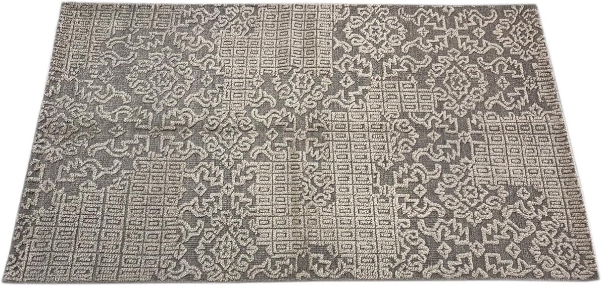 Wollen tapijt 152x243 cm beige grijs modern design DT960