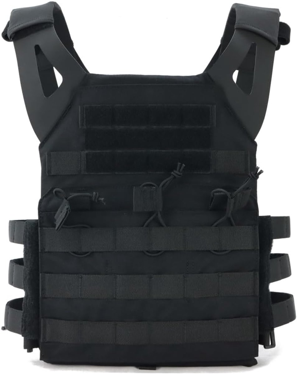 Vest, lichtgewicht vest met snelsluiting, militair vest. Geschikt voor buitenoorlogsspellen, jacht, training (Black)