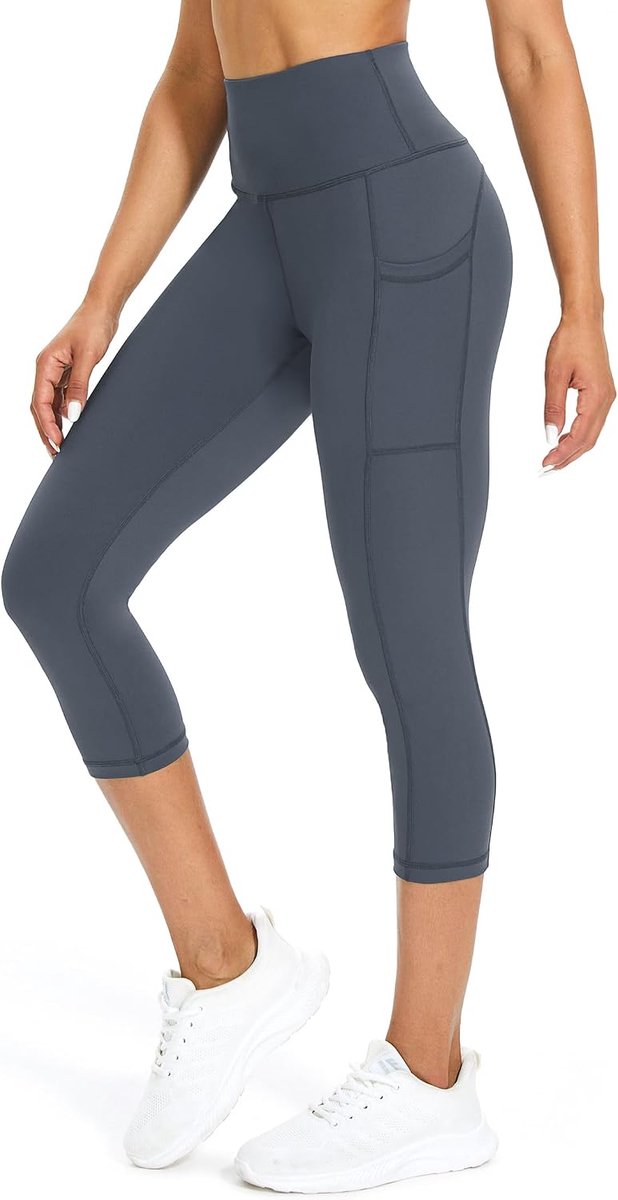 Leggings voor dames, 3/4 joggingbroek met zakken, sportbroek voor dames, 3/4 ondoorzichtig, fitnessbroek, leggings voor dames
