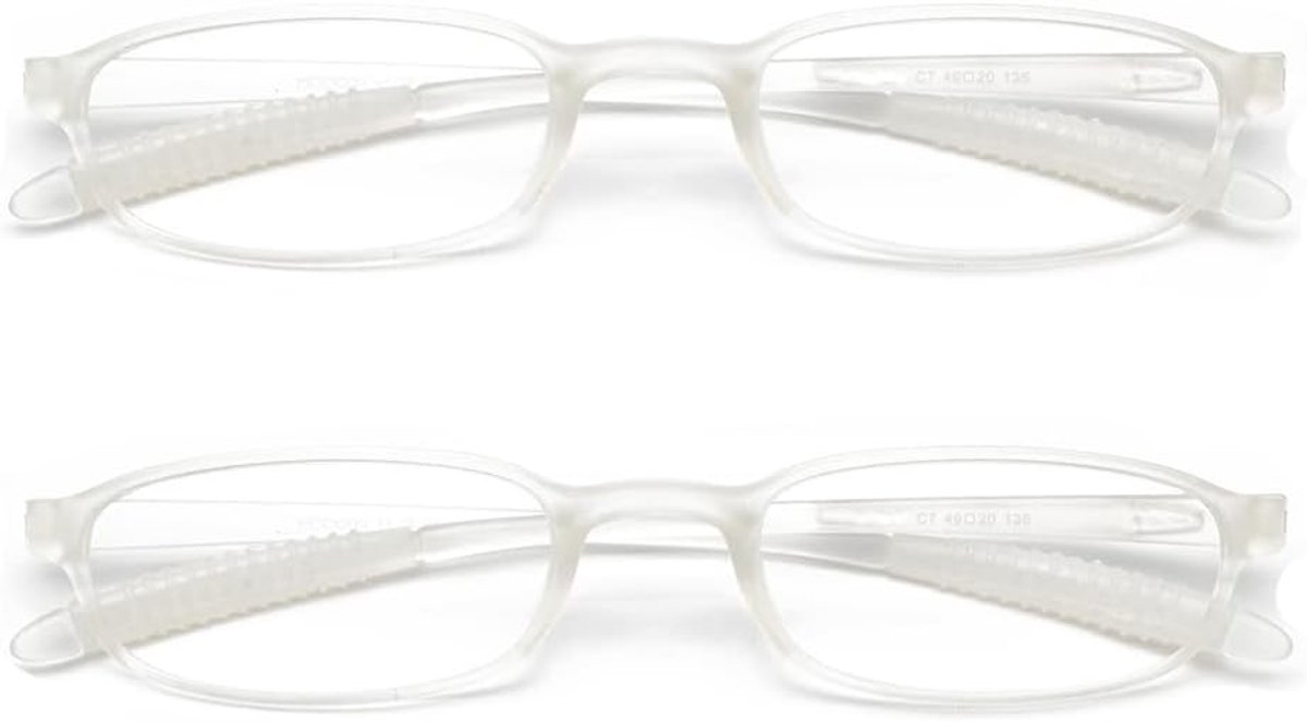 Flexibel en Lichtgewicht Leesbril met Blauwlichtfilter, Klein en Draagbaar (2-pack, Breedte 132 mm)