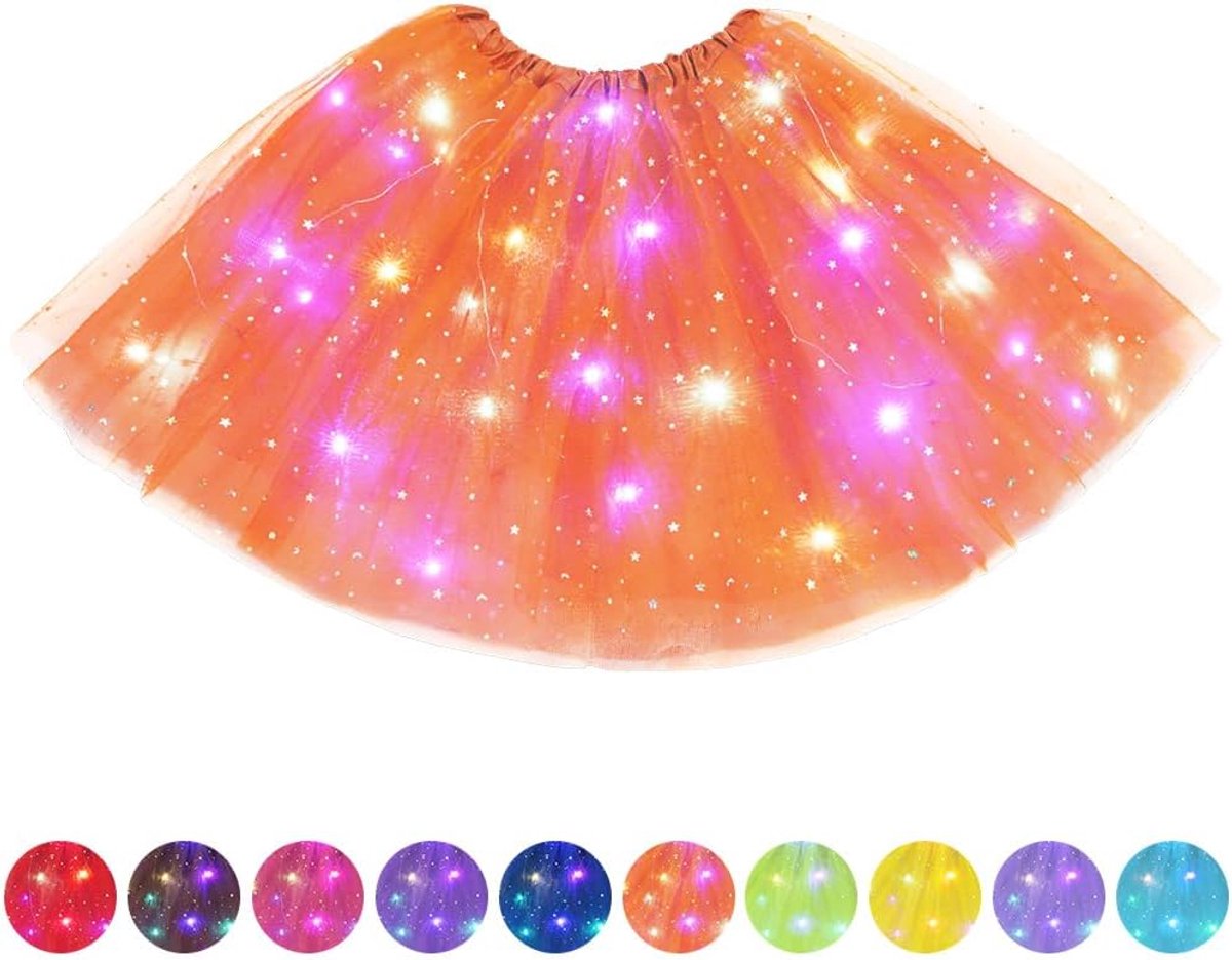 Dames tutu rok met LED-licht, tule tutu rok voor volwassenen, balletdansjurk, mooie elastische Halloween-festivaljurk, carnavalsfeestkostuum