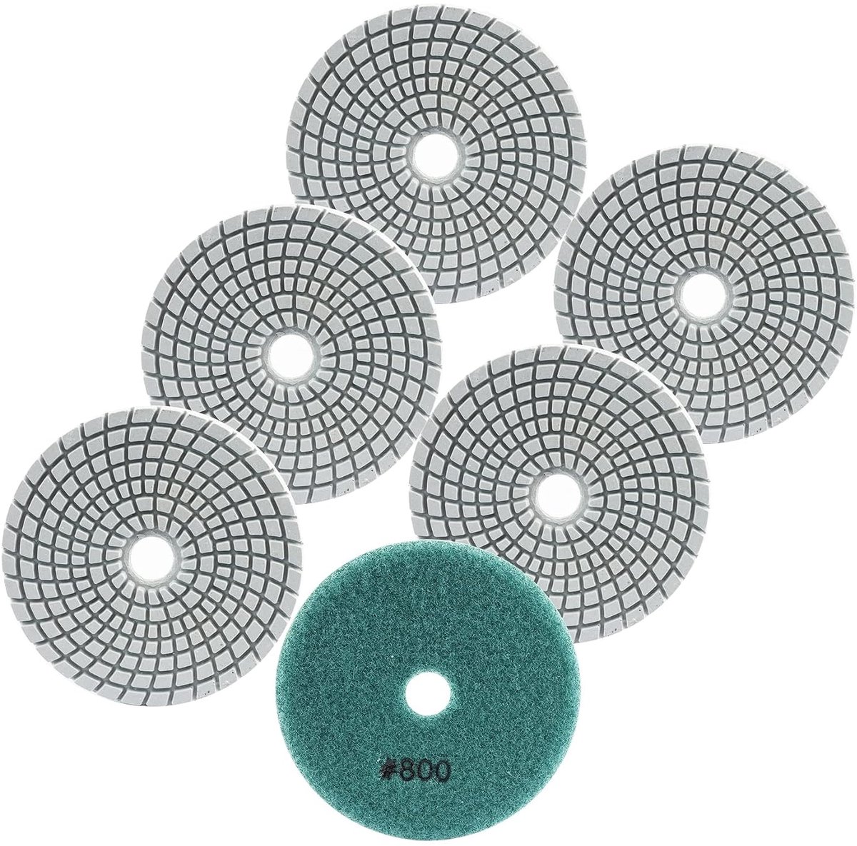 Schijven - 6 stuks 100 mm korrel 800 diamant schuurpad voor graniet marmer kunststeen kwarts voor haakse slijpers