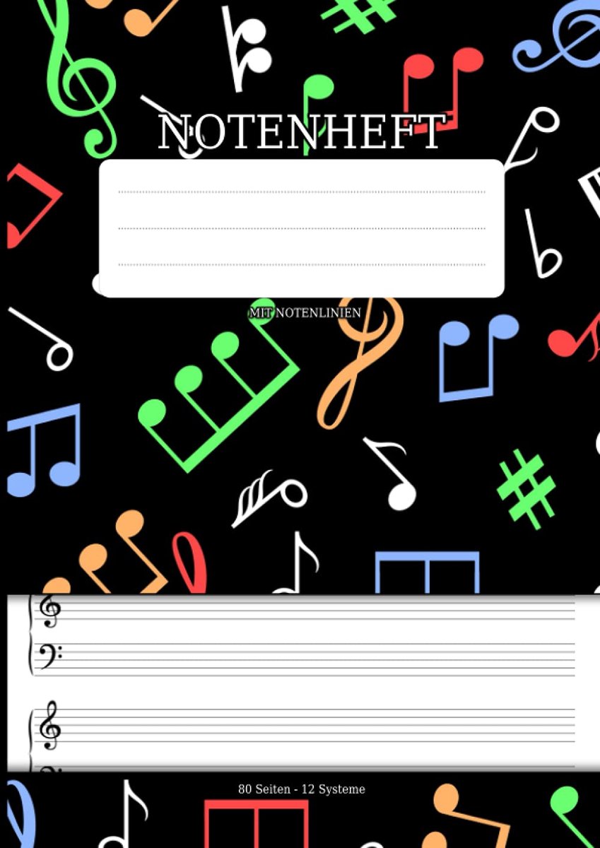 Mit Notenlinien: Din A4 Lineatur 14 Mit 12 Systemen Für Musiker, Schüler, Komponisten - Musikheft Mit 80 Seiten (40 Blatt) - Ideal Zum ... Keyboardern, Organisten Und Musikern