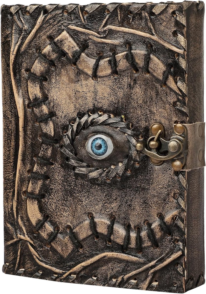Pocus Book of Spells dagboek van leer met rand deckle Paper Third Eye Grimoire vintage dagboek van leer schaduwboek leeg dagboek heksenboek dagboek