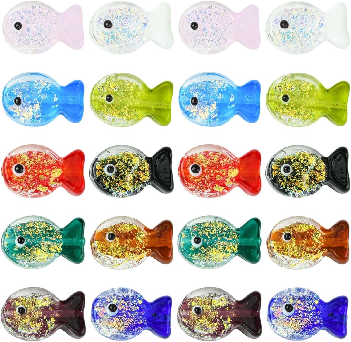 20 Stuks 10 Stijlen Lampwork Glas Vissen Kralen Handgemaakte Zee Dieren Losse Spacer Kralen voor DIY Armband Ketting Sieraden Maken