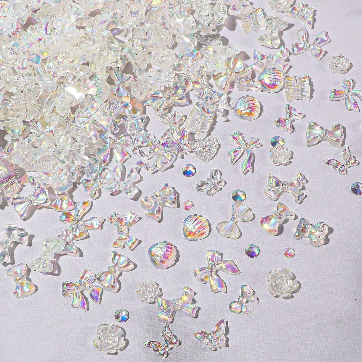 3D nagel bedels, 400 stuks multi-vormen bloem bloem boog beer maan hart nail art bedels nagel steentjes bedels, hars nagel bedels voor nail art decoraties doe-het-zelf ambachten sieraden accessoires