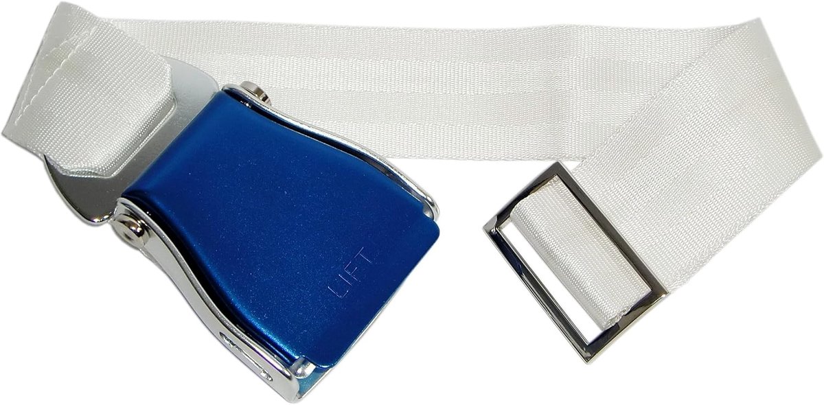 Vliegtuigriem blauw/wit