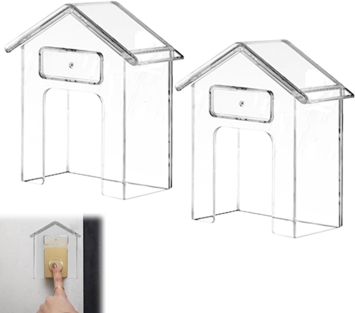 2 stuks-Waterdichte deurbelhoes - Waterdichte deurbelbescherming - Deurbelaccessoire - Geschikt voor het beschermen van deurbellen - Transparant - 90*40*99 mm