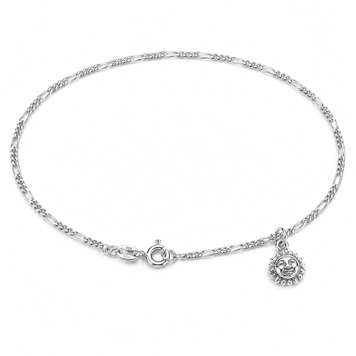 Mbrace 925 Sterling Zilveren Enkelbandje met Zon Bedel – 26 cm – Zilveren Enkelketting Dames