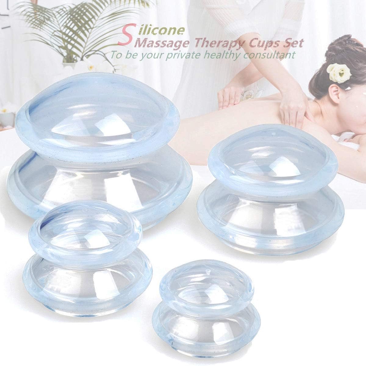 Claoner Cupping set - 4 siliconen cups - Professioneel - Voor studio en thuis - Sterke zuigkracht - Myofasciale massage