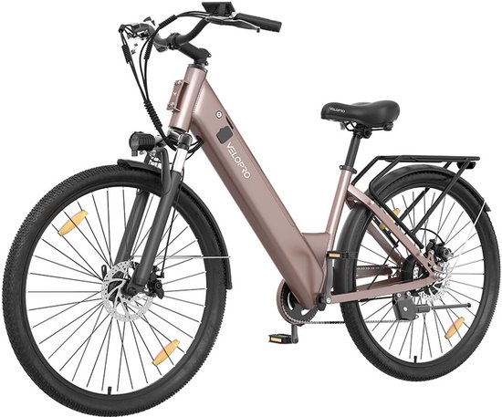 SmartAI C1 28 inch Elektrische Fiets - 250W Motor - 36V 13Ah Accu - Bereik tot 80km - Shimano 7-Snelheden - Max 25km/u - - Verende Voorvork -Elektrische stadsfietsen -Champagne goud — afbeelding 2