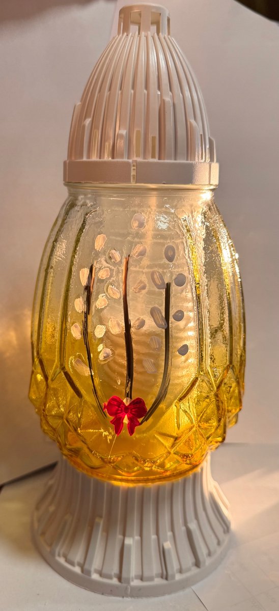 Glazen Paas Znicz - Gele Katjes, ca. 26cm hoog