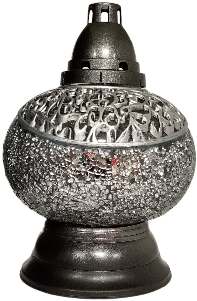 Moderne Glazen Lantaarn Vaas Zilver 30 cm