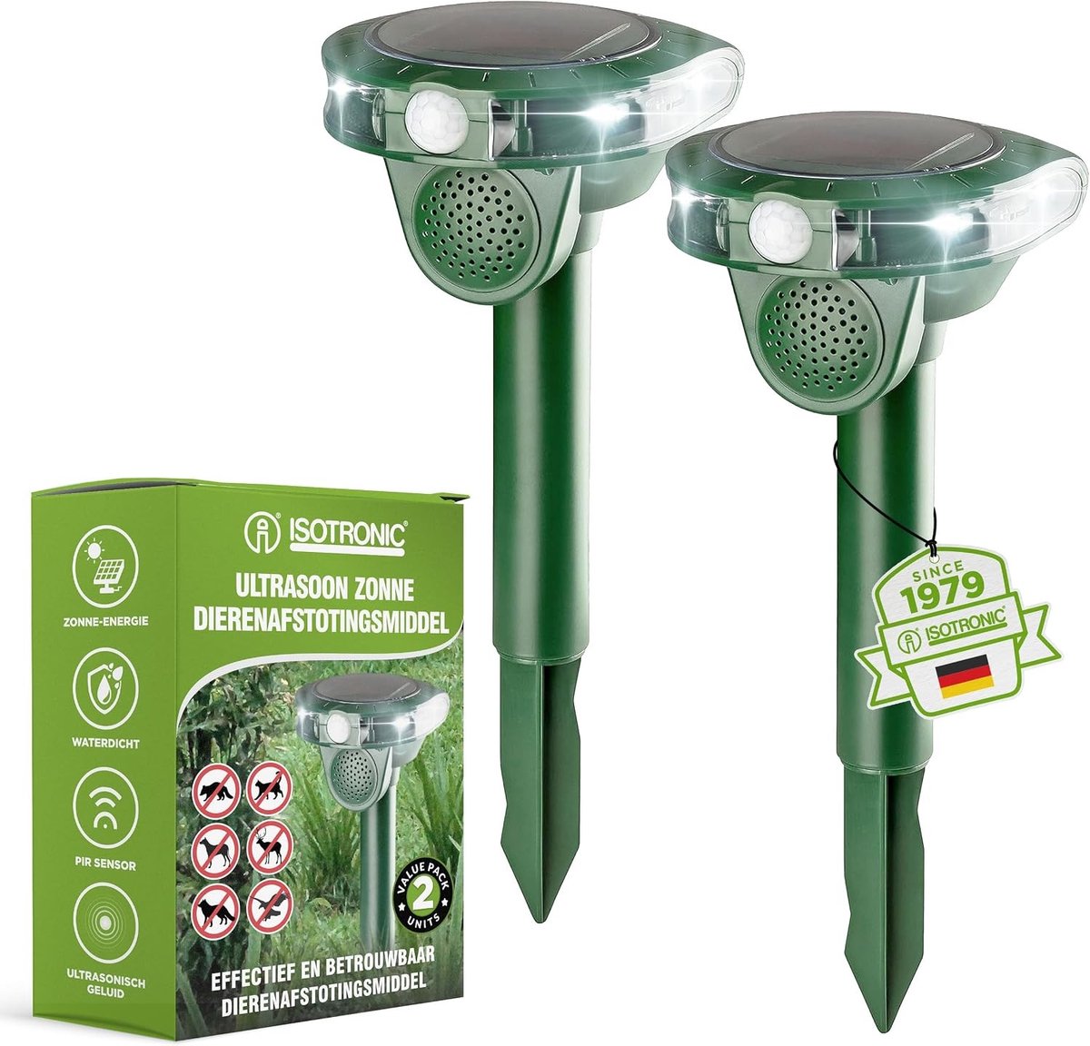 Hondenverjager - Zonne-energie - 40 m² Bereik - Ultrasoon Geluid - Voor Tuin en Buiten