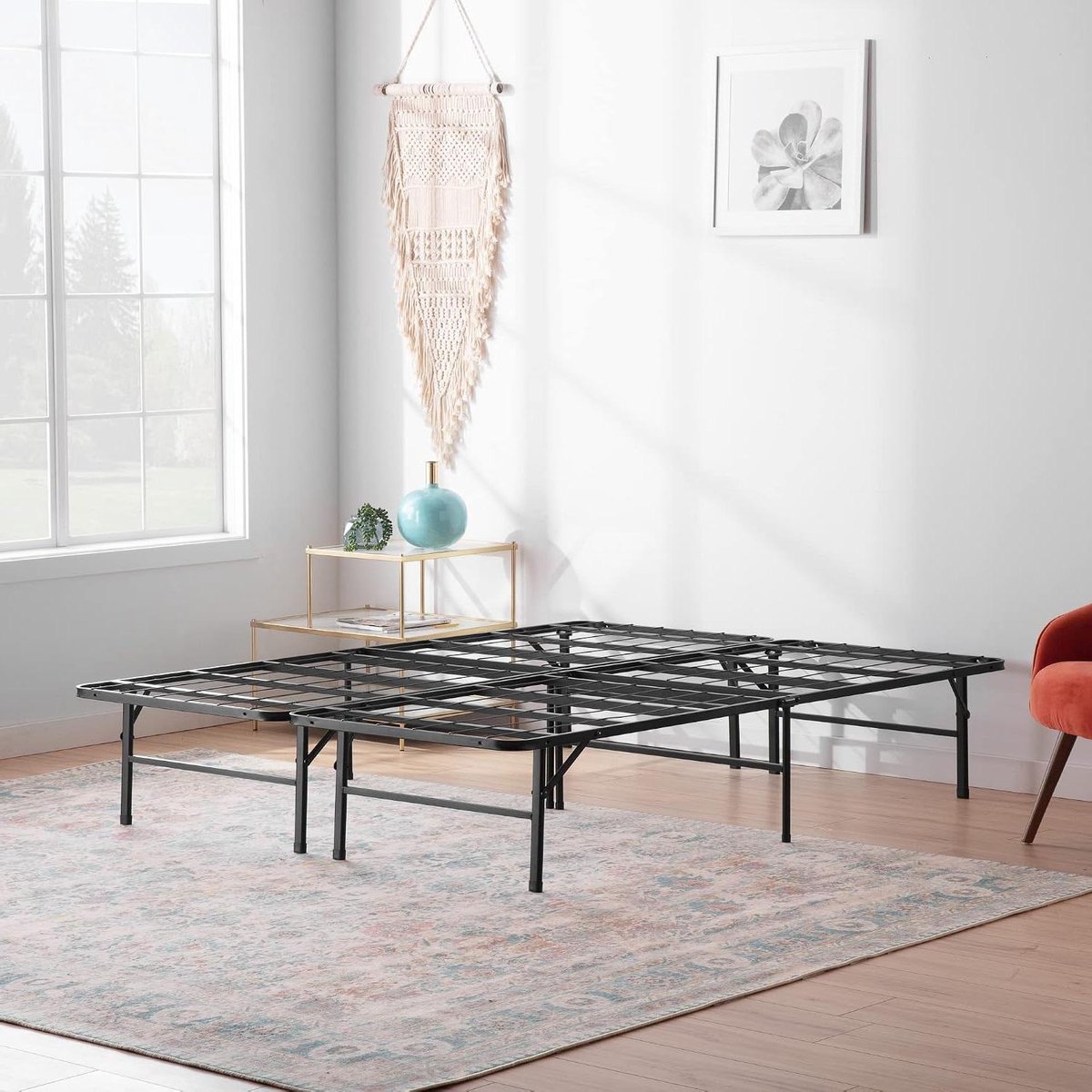 Metalen Bedframe - Opklapbed - Ruimte Besparen - 33cm Opbergruimte - 90 x 200 cm - Zwart