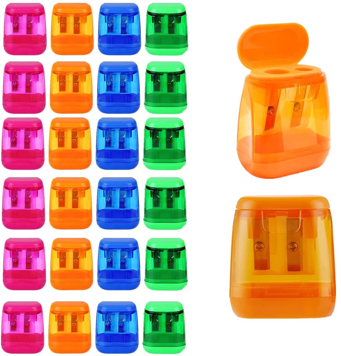 Omgoods - 24 Stuks Kleurige Potloodslijpers met Houder