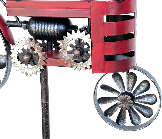 Tuinsteker tractor - Tuindecoratie metaal - Tuin versieren - Windmolens kogelgelagerd - 159 cm hoog - Rood roestlook — afbeelding 3