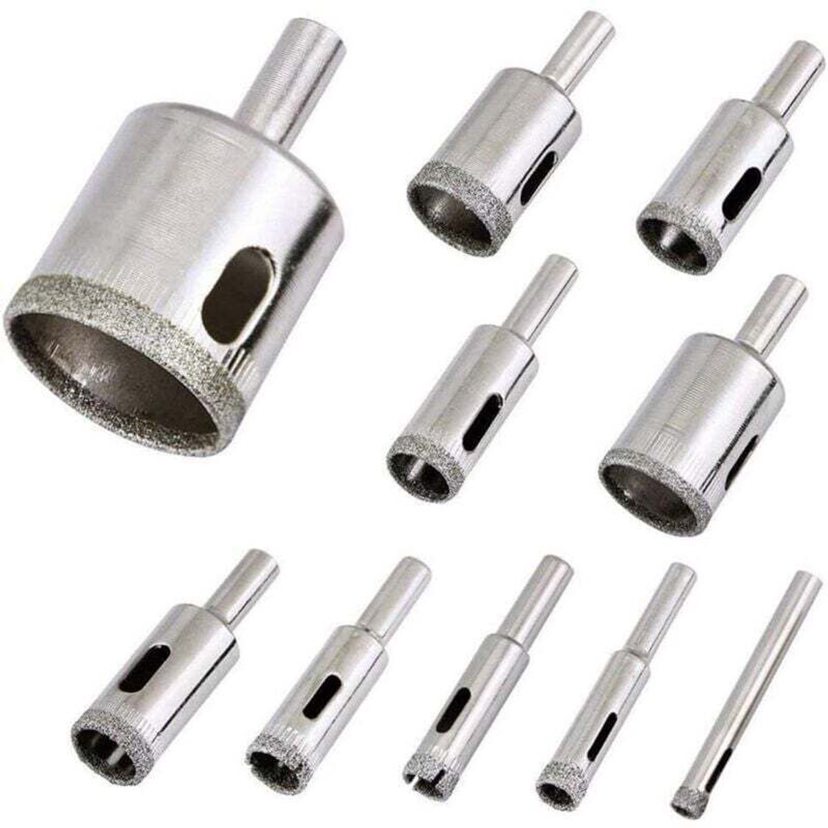 Diamantboren, een set van 10 holle boren, geschikt voor tegels, glas en keramiek. Diamantboorset, geschikt voor tegels. Glasboren, diageschikt voorers van 6 mm tot 30 mm - RWDrill boren, geschikt voor kwetsbare materialen.
