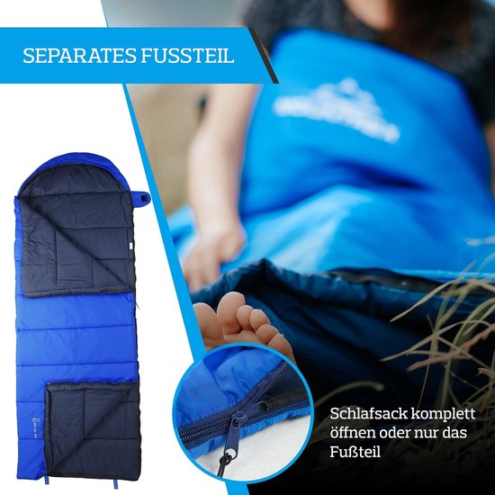 Slaapzak - Deken slaapzak - Kamperen Outdoor - Aparte voetenzone - 205 x 75 cm - Blauw — afbeelding 2
