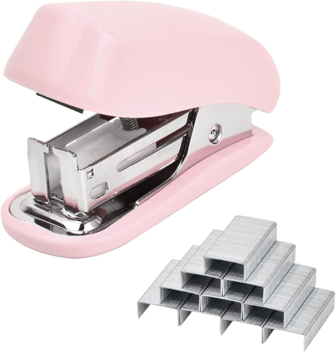 Mini Nietmachine Set - Draagbare Handmatige Nietmachine met 830 Nietjes voor Thuis, Kantoor en School - Compact en Efficiënt in Roze