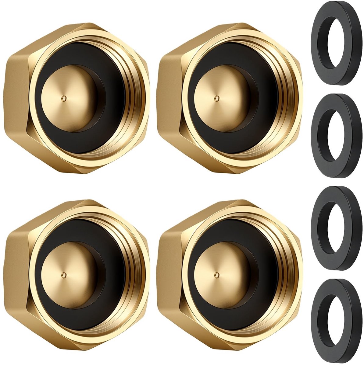 Omgoods - Set van 4 Messing Caps met Rubber Seals