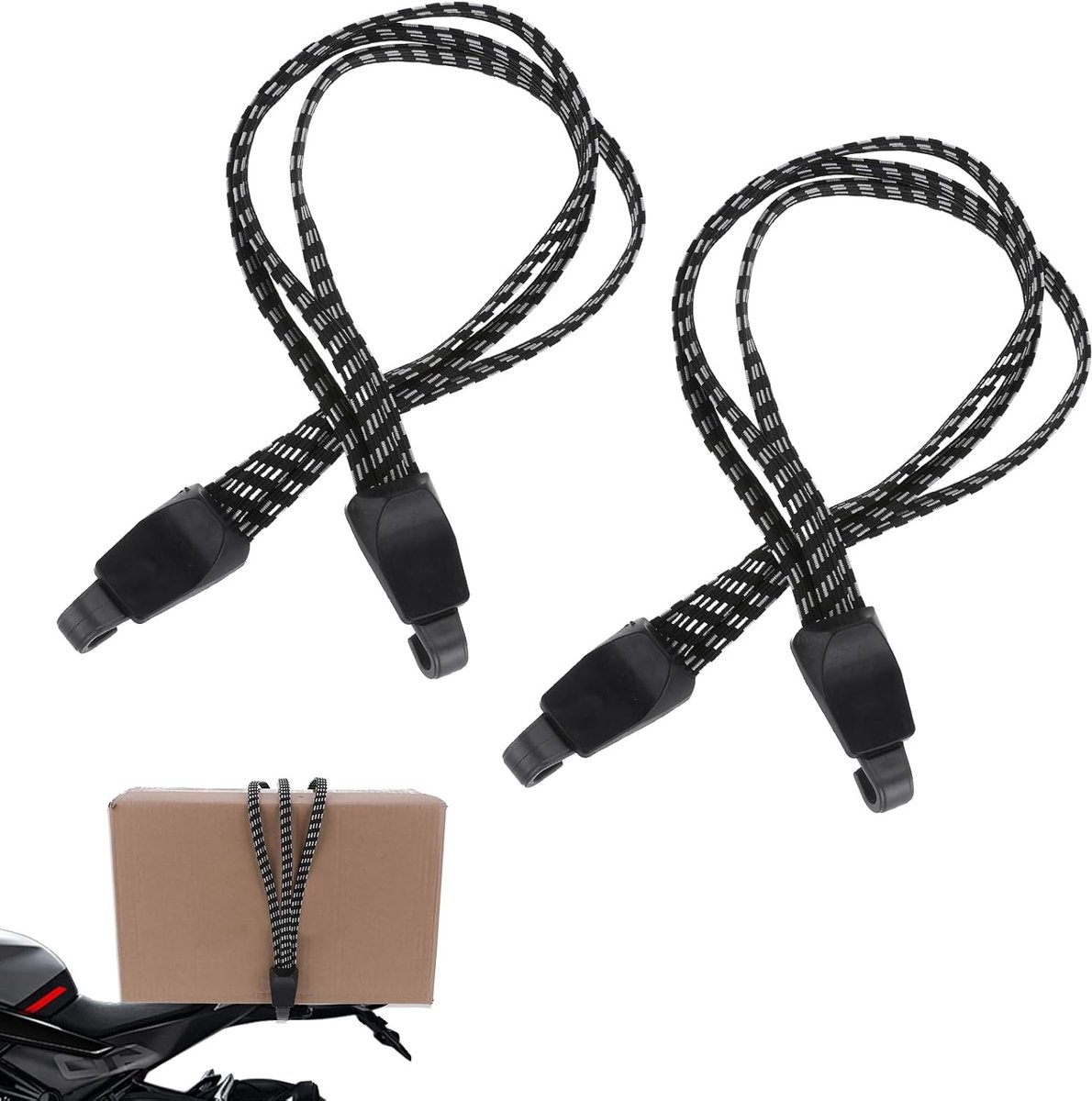 Hondenmand fiets bagagedrager - Zwart/Wit - 65 cm x 3,2 cm - Elastische verstelbare spanbanden met haken - Voor fiets en motorfiets