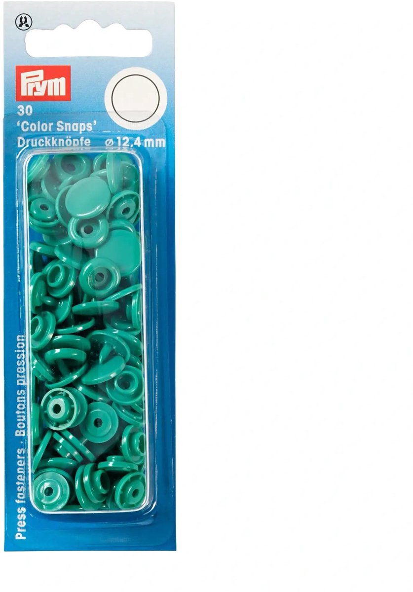 Ronde drukknopen 12,4 mm groen, kunststof, 12 stuks