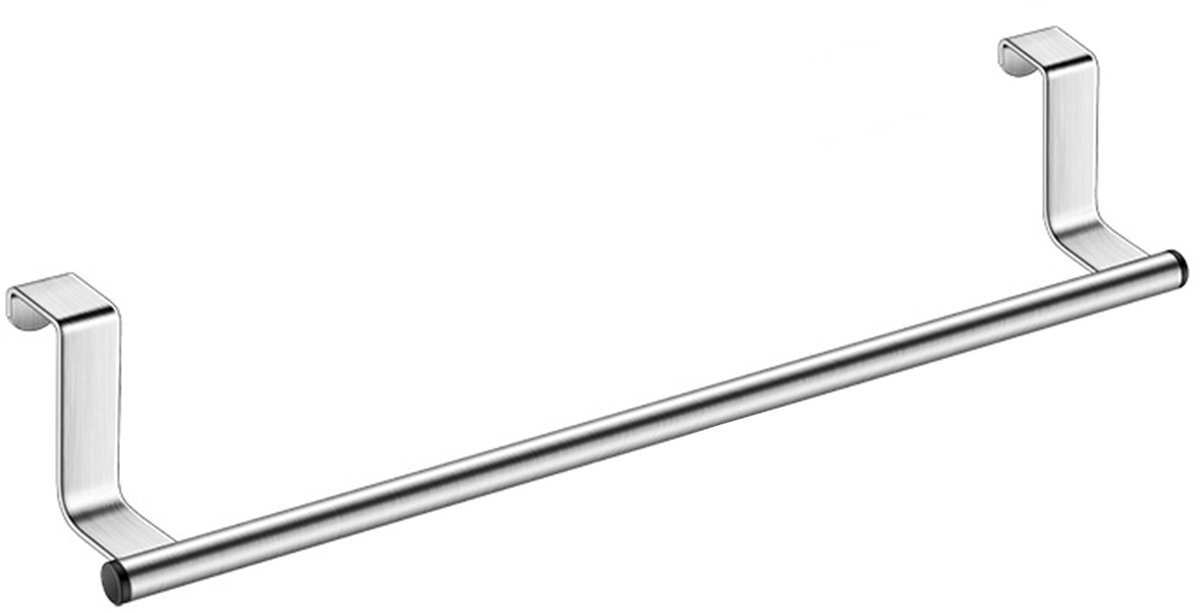 OKWISH Keukendoekenhouder – Voor Deur, Handdoeken En Theedoeken– 24 x 6 x 6 cm – Roestvrij Staal – Zilver