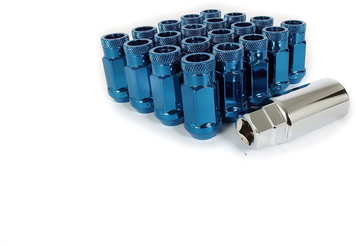 JR-Wheels Wielmoeren 20x JN1 Staal M12x1,5 Blauw met sleutel