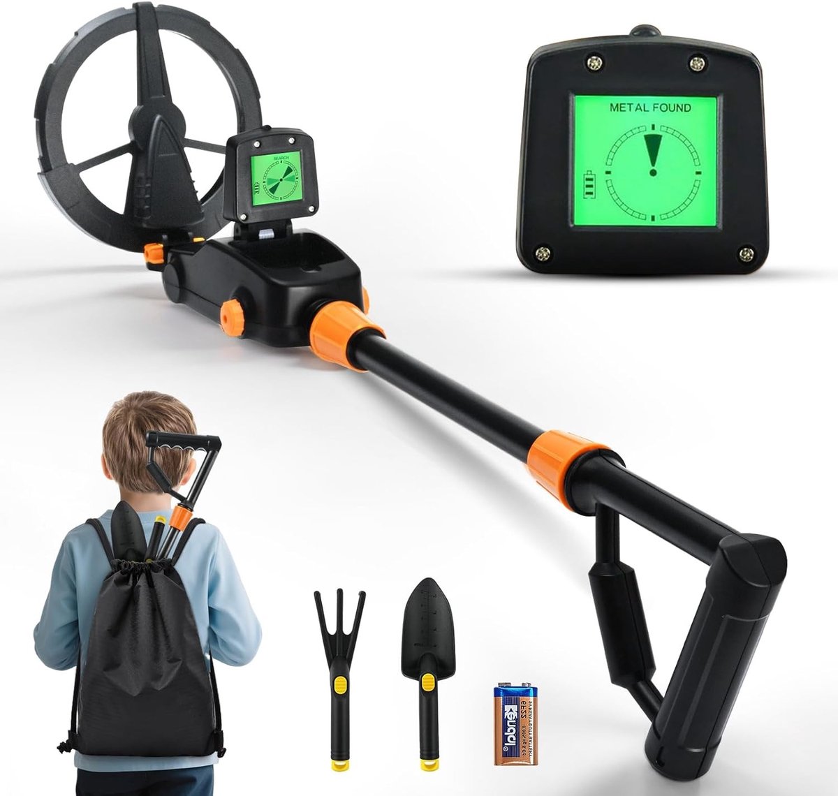 Waterdichte en Lichtgewicht Metaaldetector voor Kinderen met LCD Scherm, Geluid en Accessoires voor Zoektochten
