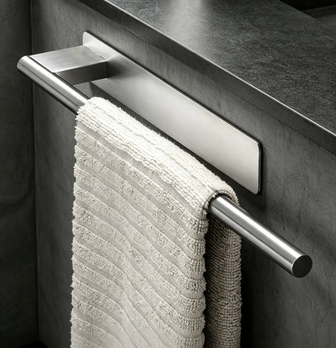 Handdoekhouder - Enkele stang - Zelfklevende Handdoekhouder 39 cm – Enkele Handdoekstang van RVS – Zonder Boren – Handdoekenrek voor Badkamer & Keuken- 39 x 6 x 4 cm - Handdoekenrek Keuken