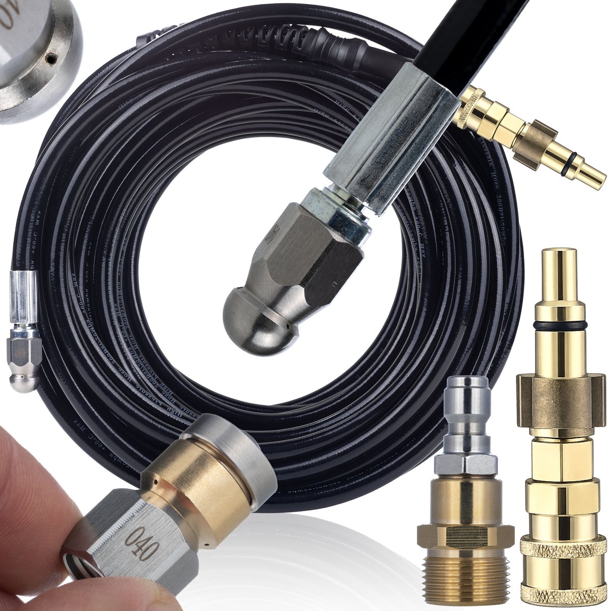 Rosfix Rioolslang Set HydroJet Pro Max 20M - Spuitmond 3+1 en Roterend - 20 m, 200 bar, M22x1,5 - Geschikt voor Lavor, Parkside