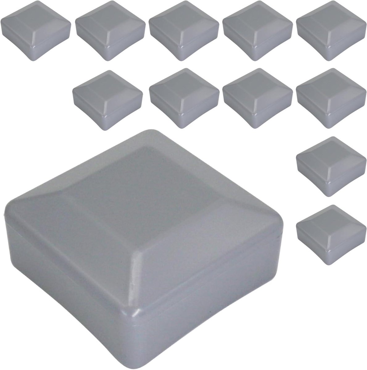 Hekpaaldoppen - Paalafdekking Vierkant - Omheining Afwerken - UV en Vorstbestendig - 60 x 60 mm - Grijs