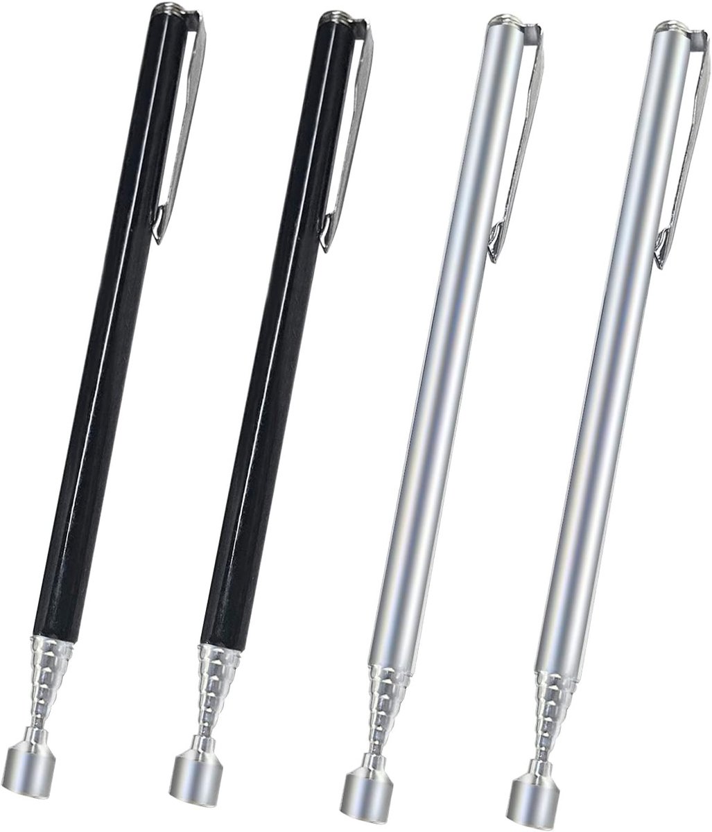 Telescopische Magneetstok 65 cm Uitbreidbare RVS Stok voor Sleutels, Munten en Schroeven - 4 Stuks