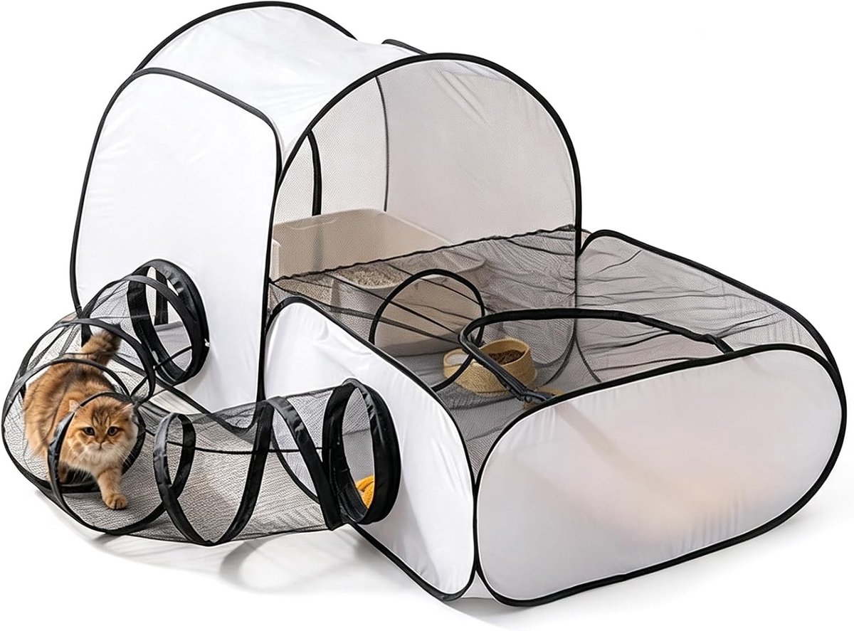 Katten vervoersbox - Grijs - 100 x 50 x 70 cm - Opvouwbare Draagbare Tent van Oxford Stof - Voor Kleine Huisdieren