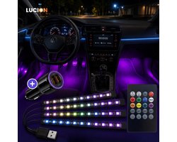 Lucion® Led strip auto met afstandsbediening | 12V/5V | Auto interieur verlichting RGB |…