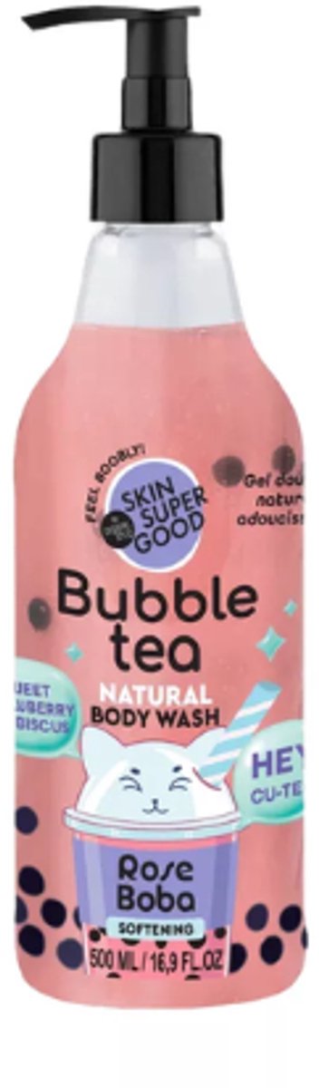 Bubble Tea Douchegel - Rose Boba Softening | 1x 500ml - Aardbei & Hibiscus | Vegan - Cruelty free